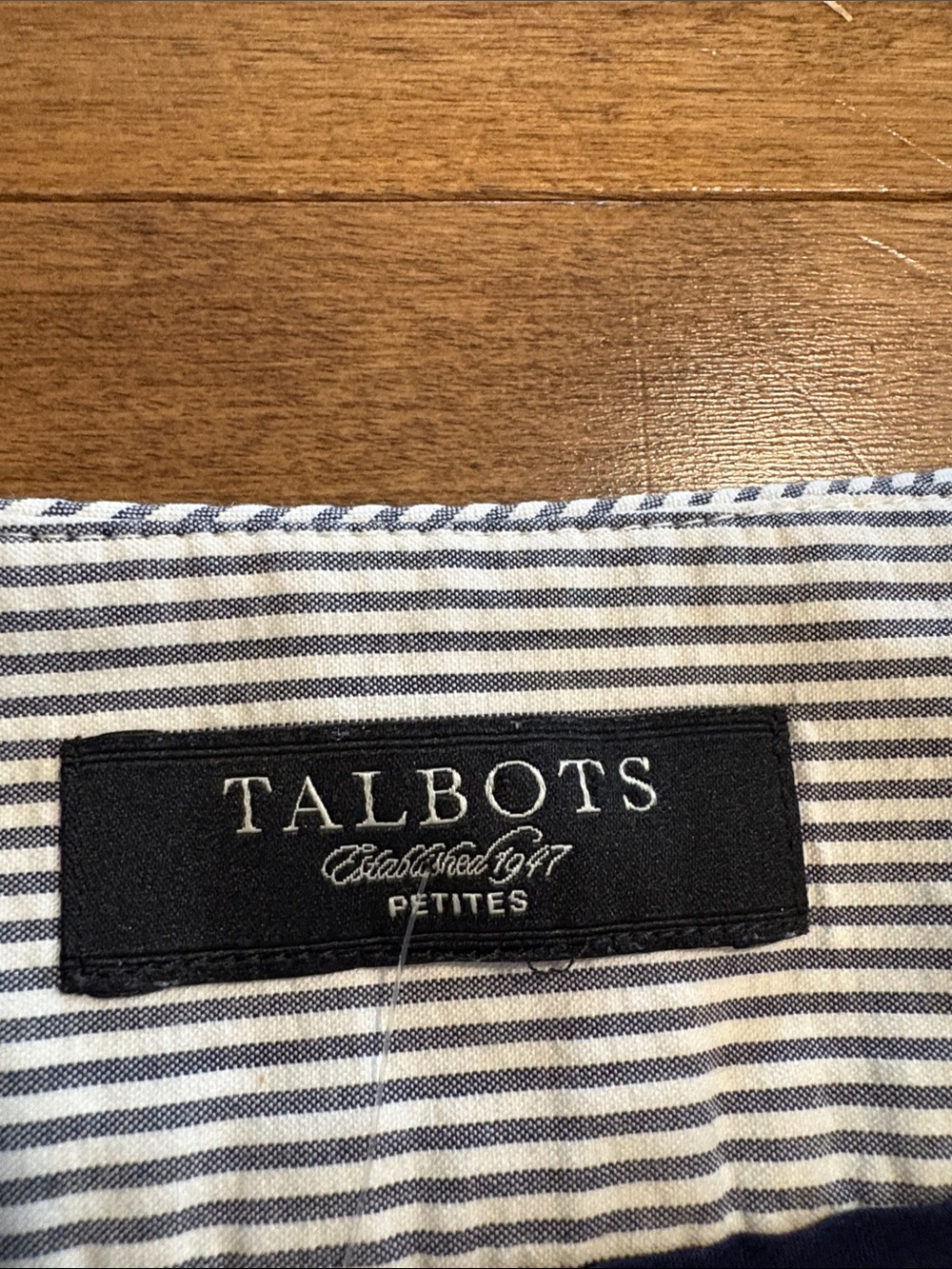 Cotton Talbots Blue and White Pinstripe A-Line Skirt - Picture 2 of 8